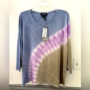 FDJ French Dressing Jeans Top Multi Color 3/4 Length Sleeves Beautiful